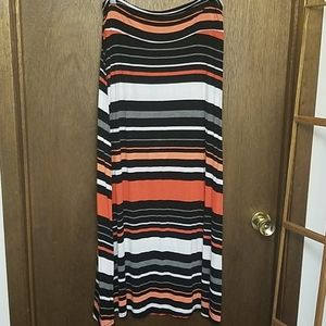 Large Merona Orange, Coral, White,Black Maxi Skirt